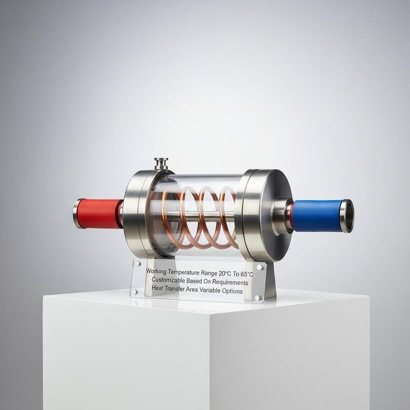 Wymiennik ciepła koaksjalnego z zakresem temperatury roboczej od 20°C do 65°C i zmiennym obszarem transferu ciepła dla zastosowań o niskiej konserwacji
