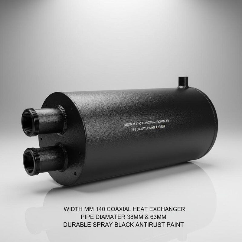 140 mm szerokości wymiennik ciepła koaksjalnego z 38 mm i 63 mm średnicy rur i trwałego sprayu czarny ochrona farby przeciwporzewnej